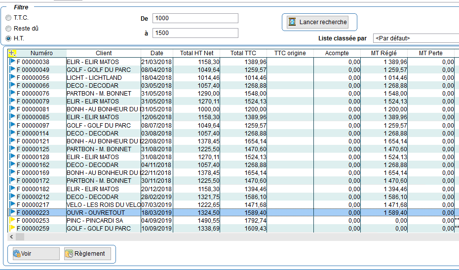 résultat recherche par montant