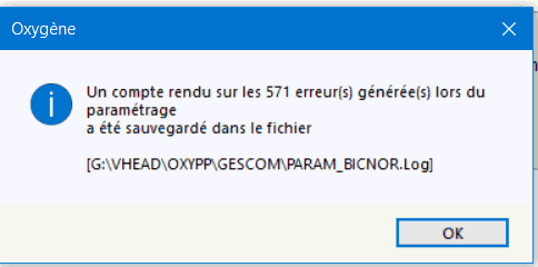 message des erreurs et du compte-rendu