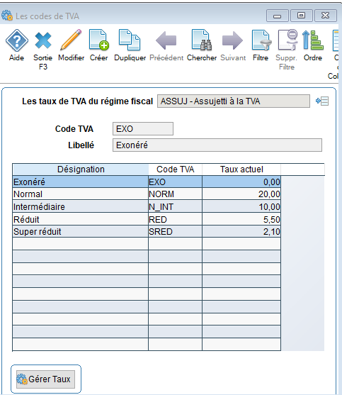 Liste des taux de TVA