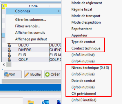 Exemple choix de colonnes