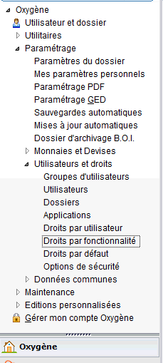 menu des droits