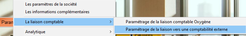 Choix bouton paramètres liaison comptable externe