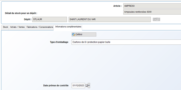 exemple dans la fiche stock